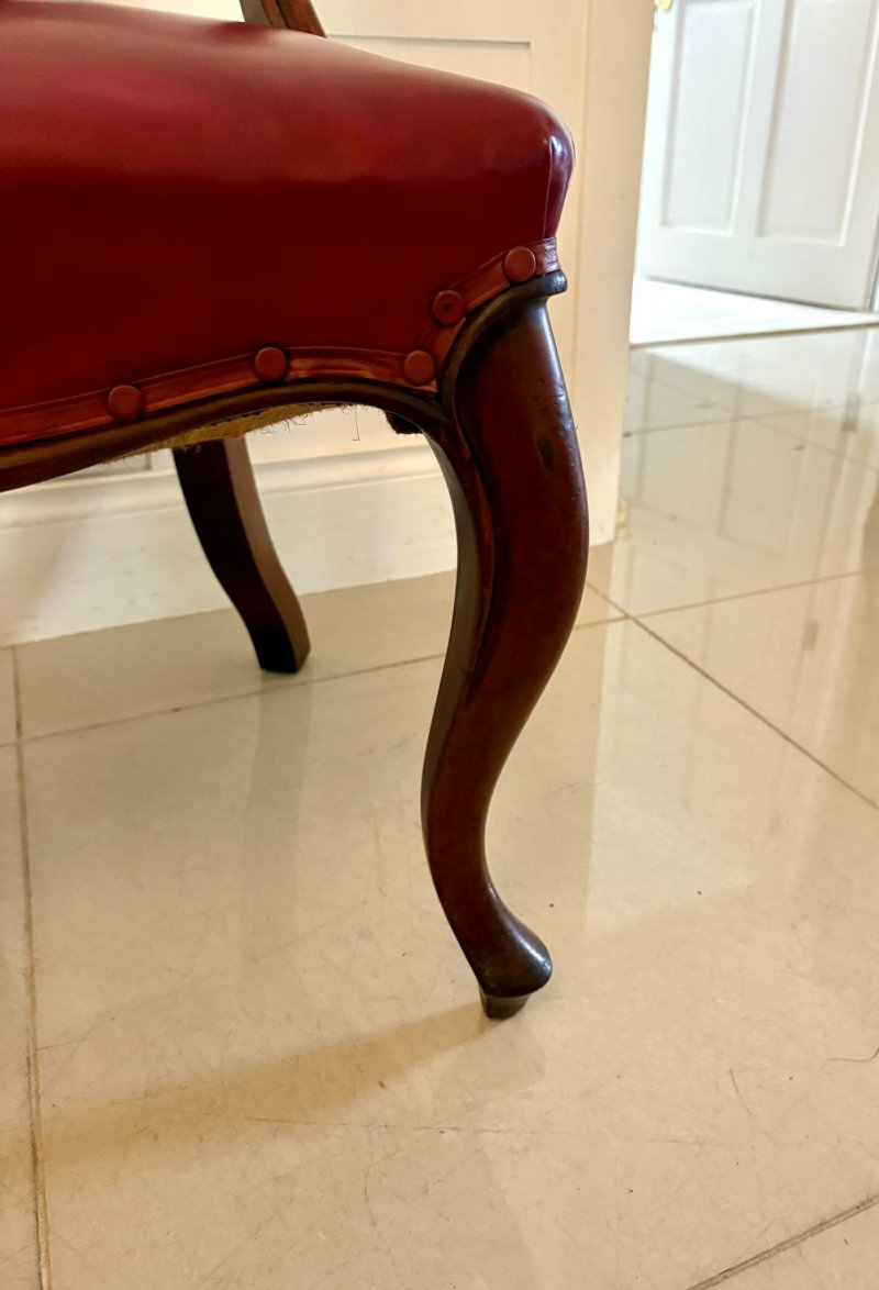 Set of Six Antique Victorian Superb Quality Carved Mahogany Library/Dining Chairs - Image 6